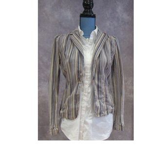 Express Jeans Denim Blazer Blue Red Striped 3 / 4